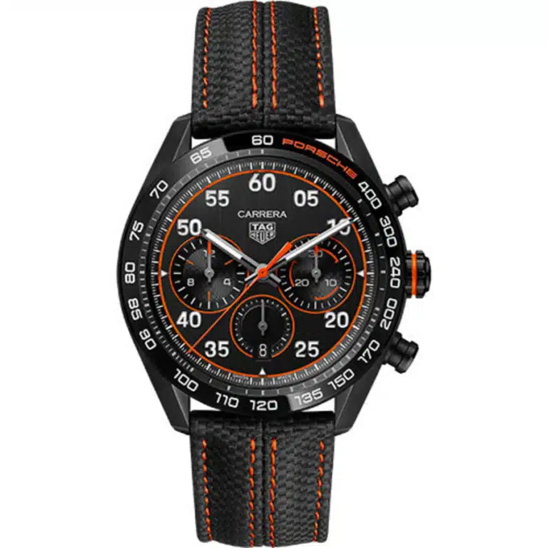 Tag Heuer Carrera Chronograph X Porsche Orange Racing 44 mm DLC Case CBN2A1M.FC6526 Black Dial