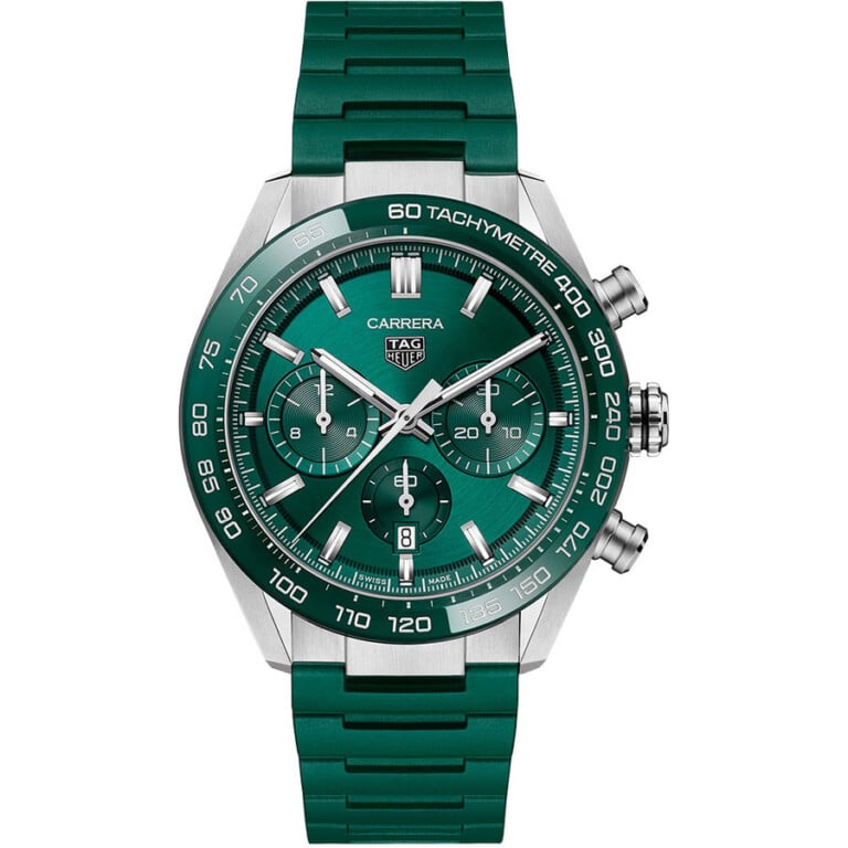 Tag Heuer Carrera Chronograph Automatic Chronometer Men's Watch CBN2A1N.FT6238 Green Rubber Strap