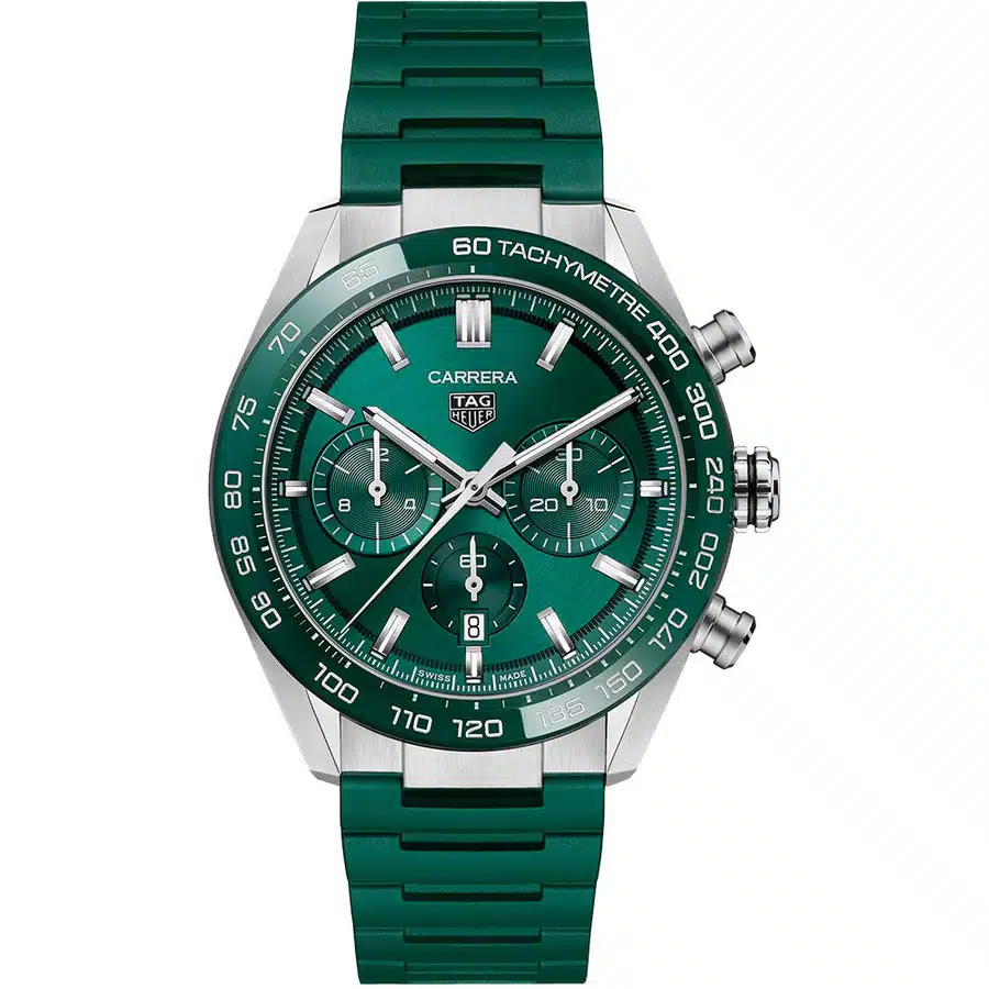 Tag Heuer Carrera Chronograph Automatic Chronometer Men's Watch CBN2A1N.FT6238 Green Rubber Strap