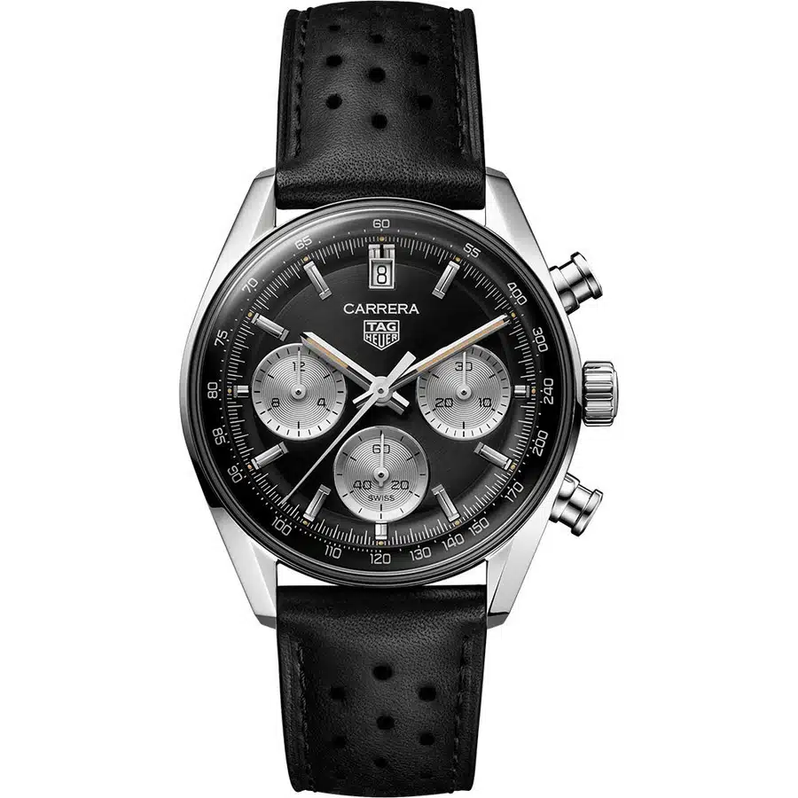 Tag Heuer Carrera Chronograph Watch 39 mm Steel Case CBS2210.FC6534 Black Dial Leather Strap Watch 2024