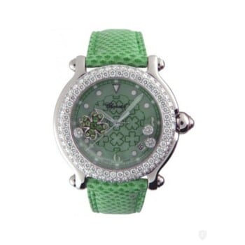 Chopard Happy Sport Good Luck Clover 288427/20 White Gold with Green Leather Watch 2024