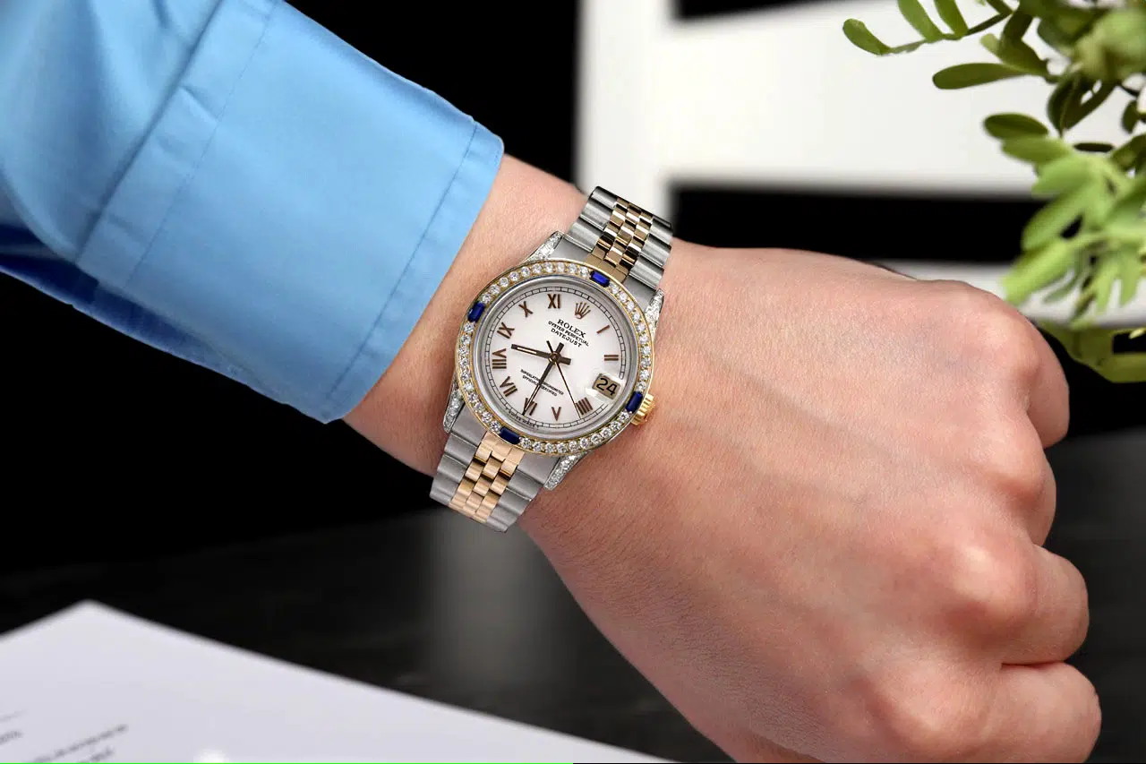 Rolex Datejust 31 White Roman Dial Sapphire & Diamond 2 Tone Jubilee 68273 – image 9