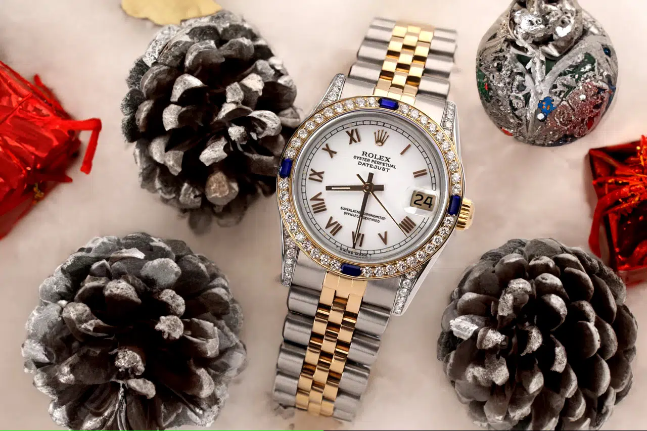 Rolex Datejust 31 White Roman Dial Sapphire & Diamond 2 Tone Jubilee 68273 – image 4