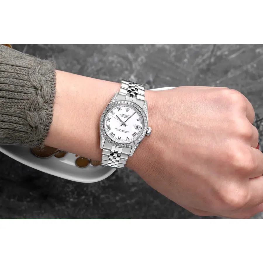 Rolex Datejust 31 mm White Roman Dial Stainless Steel Diamond Ladies Watch 68274 – image 8