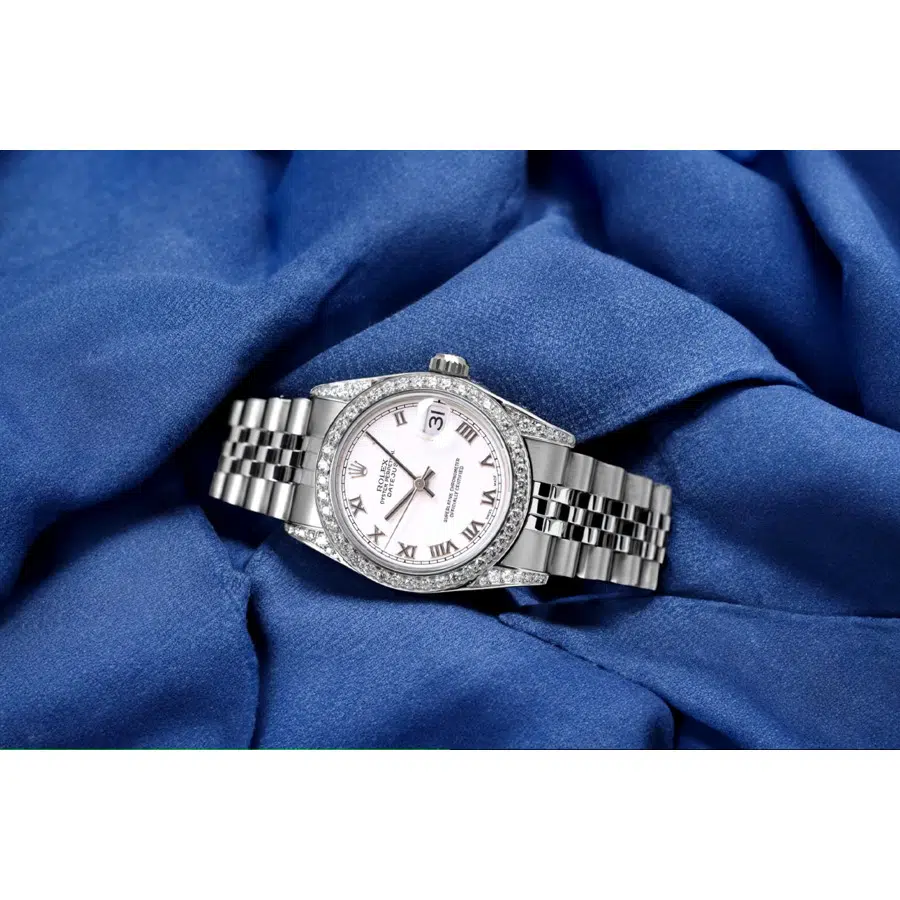 Rolex Datejust 31 mm White Roman Dial Stainless Steel Diamond Ladies Watch 68274 – image 5