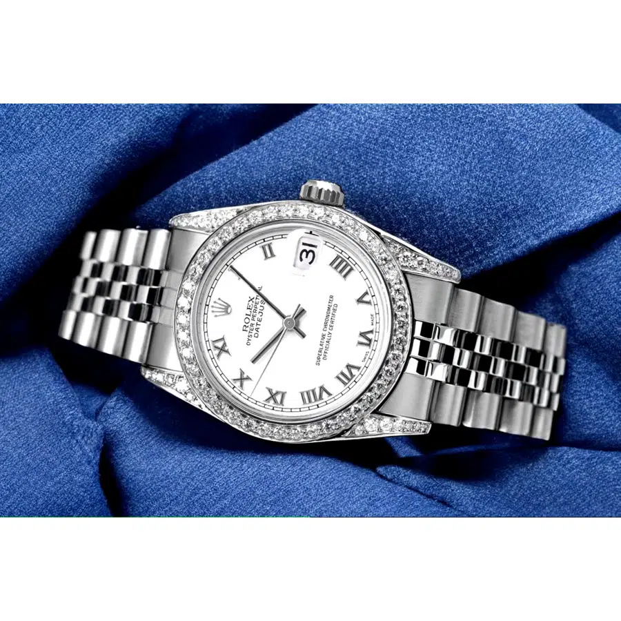 Rolex Datejust 31 mm White Roman Dial Stainless Steel Diamond Ladies Watch 68274 – image 2