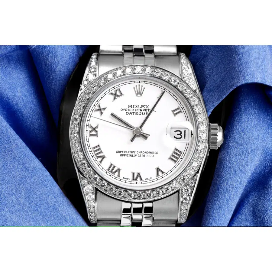 Rolex Datejust 31 mm White Roman Dial Stainless Steel Diamond Ladies Watch 68274 – image 3