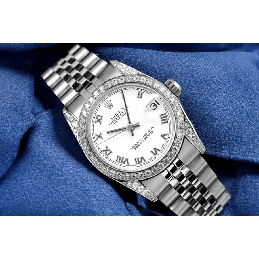 Rolex Datejust 31 mm White Roman Dial Stainless Steel Diamond Ladies Watch 68274 – image 4