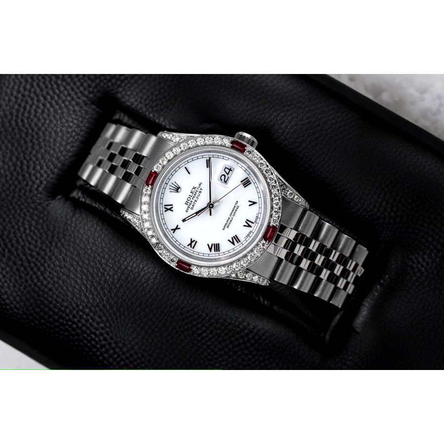 Rolex Datejust 31 Jubilee 68274 White Roman Dial Ruby & Diamond Bezel Stainless Steel Watch