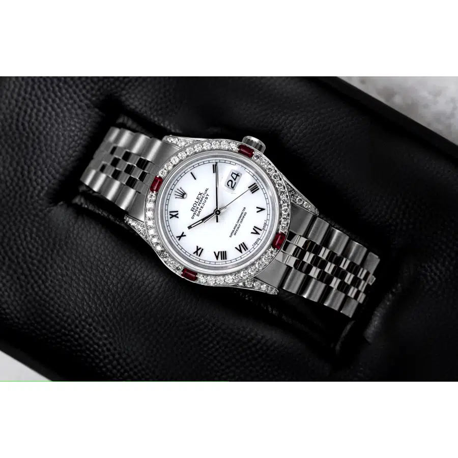 Rolex Datejust 31 Jubilee 68274 White Roman Dial Ruby & Diamond Bezel Stainless Steel Watch – image 4
