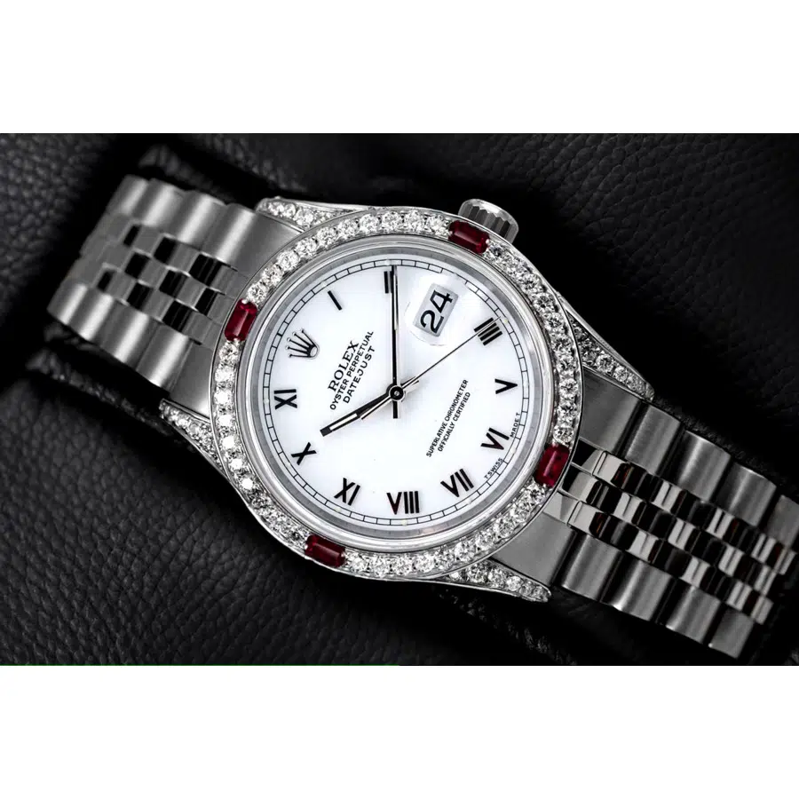Rolex Datejust 31 Jubilee 68274 White Roman Dial Ruby & Diamond Bezel Stainless Steel Watch – image 3