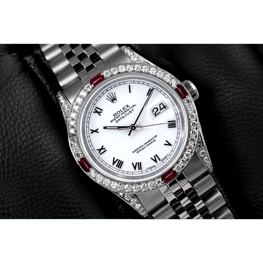 Rolex Datejust 31 Jubilee 68274 White Roman Dial Ruby & Diamond Bezel Stainless Steel Watch – image 2