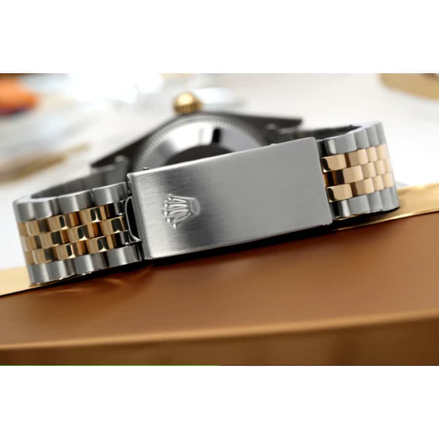 Rolex Datejust 31 Two Tone Watch with Emeralds & Diamonds White Roman Dial 68273