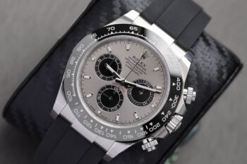 Rolex Cosmograph Daytona 116519LN White Gold With Black Oysterflex Watch Silver Black Subs Dial