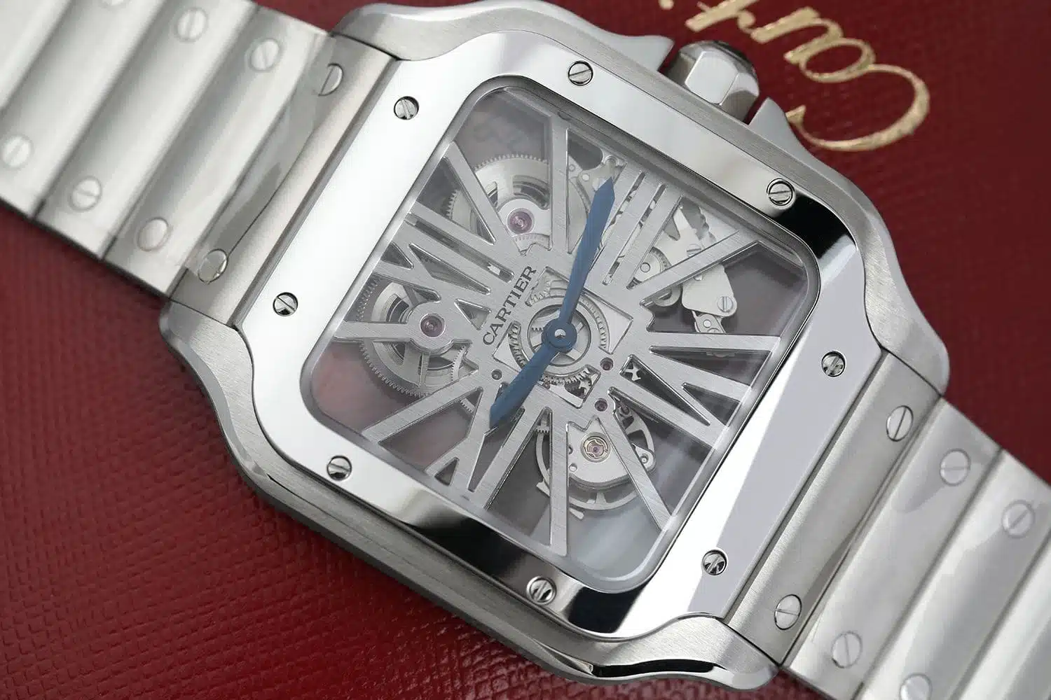 Cartier Santos de Cartier Skeleton WHSA0015 watch, dial detail