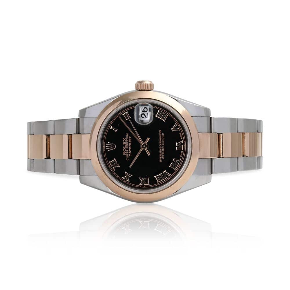 Rolex Datejust 31mm 178241 Steel & Pink Gold Watch Black Roman Dial