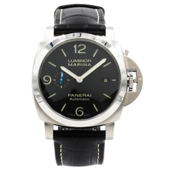 Panerai Luminor Marina PAM01312 Stainless Steel with Black Leather Watch Black Dial 2024