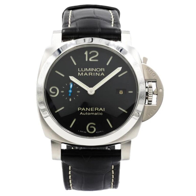 Panerai Luminor Marina PAM01312 Stainless Steel with Black Leather Watch Black Dial 2024
