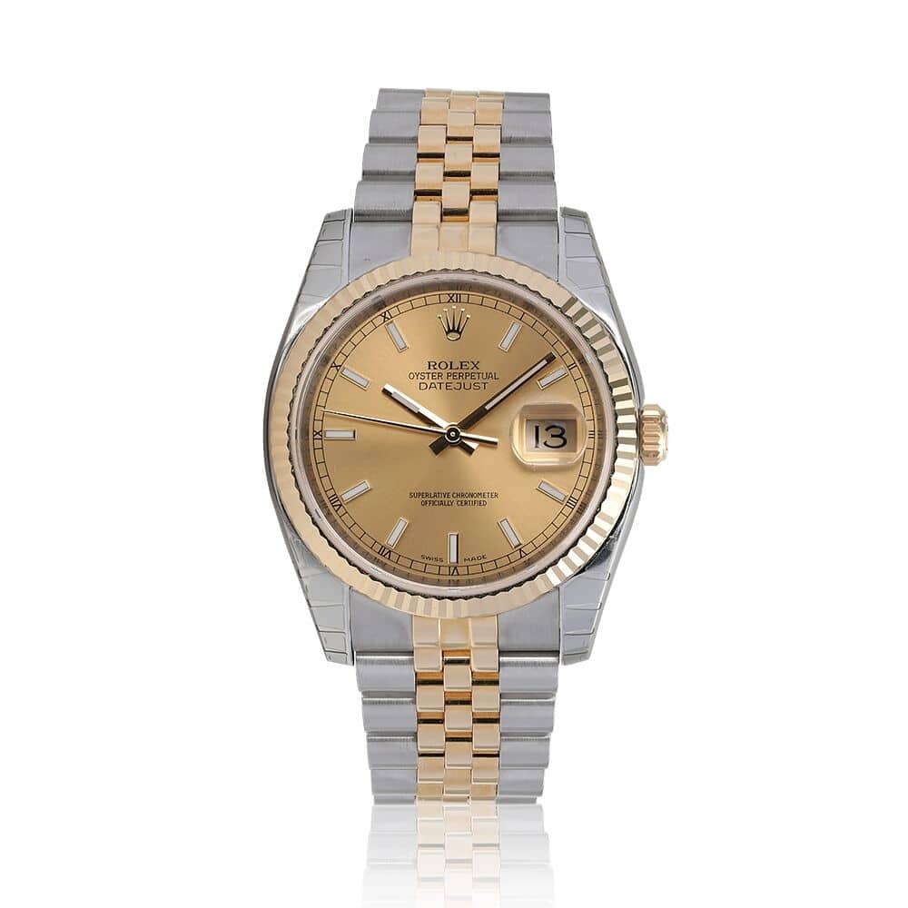 Rolex Datejust 116233 Champagne Index Stainless Steel With Yellow Gold Watch