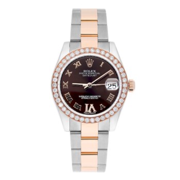 Rolex Datejust 178241 31mm Ladies 18k Rose Gold/Steel with Chocolate Dial Watch