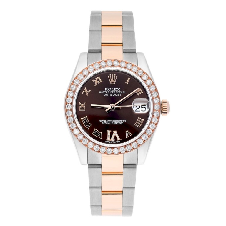 Rolex Datejust 178241 31mm Ladies 18k Rose Gold/Steel with Chocolate Dial Watch