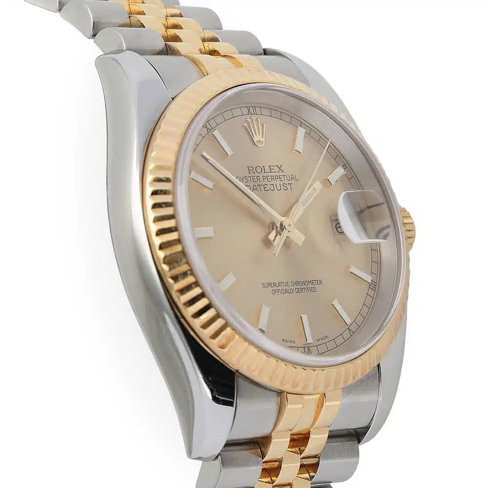 Rolex Datejust 36mm Champagne Index Dial 116233-0151 Stainless Steel With Yellow Gold Watch – image 4