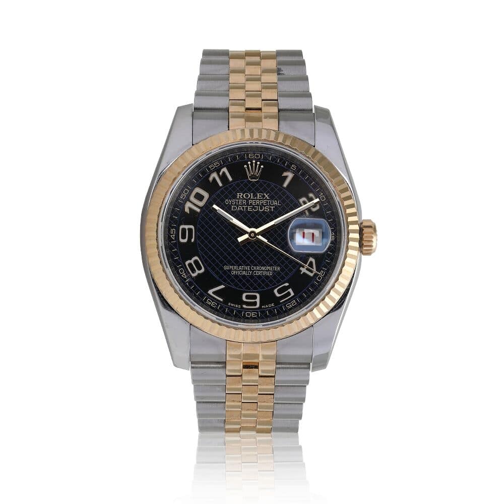 Rolex Datejust 36mm Blue Pattern Arabic Dial 116233 Stainless Steel Two Tone Watch