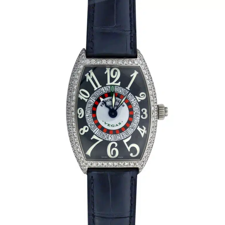 Franck Muller Casablanca Vegas 6850 VEGAS D White Gold with Black Leather Watch 2024