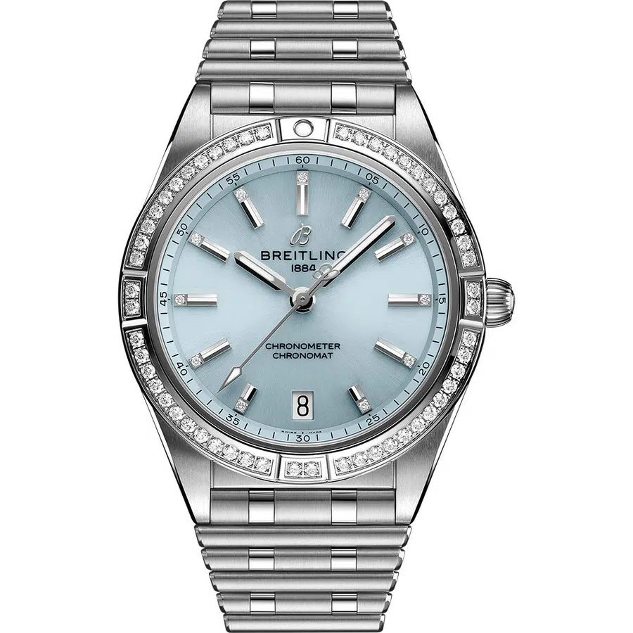 Breitling Chronomat b01 36mm G10380591C1G1Automatic Stainless Steel With Diamond Bezel Ice Blue Dial Watch