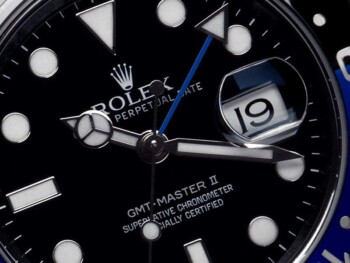 Rolex GMT-Master II 116710BLNR Batman PVD DLC watch, dial detail