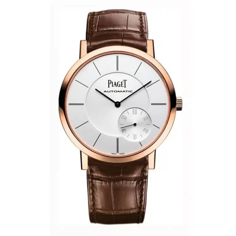 Piaget Altiplano 43mm G0A35131 Rose Gold with Brown Leather Watch Silver Dial