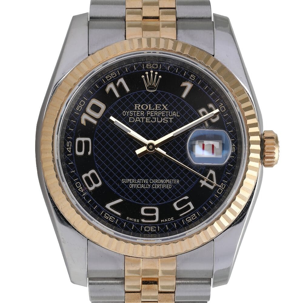 Rolex Datejust 36mm Blue Pattern Arabic Dial 116233 Stainless Steel Two Tone Watch