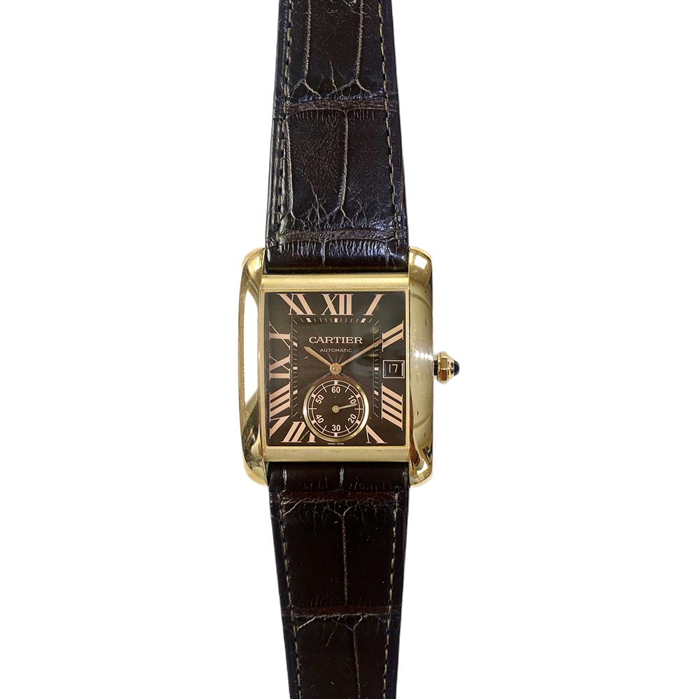Cartier Tank W5330002 Rose Gold With Brown Leather Watch Brown Roman Dial