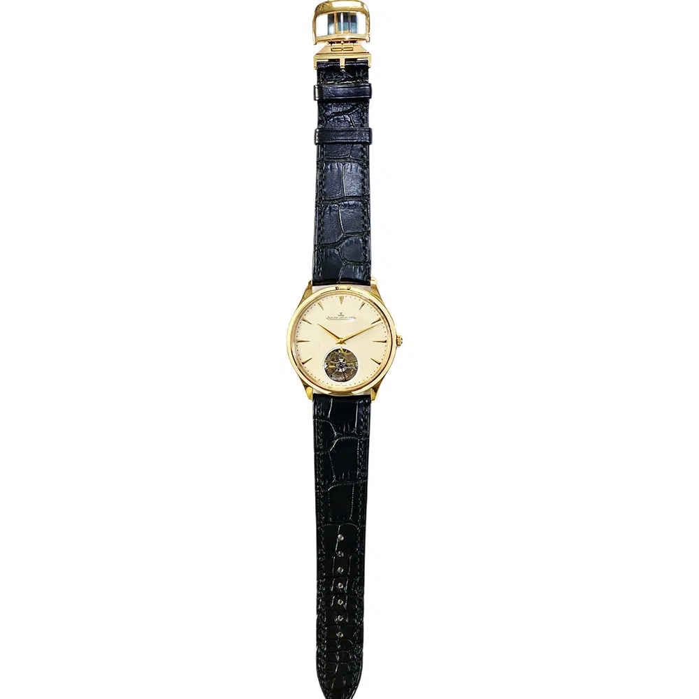 Jaeger LeCoultre Master Ultra Thin Tourbillon Q1322410 Rose Gold with Black Leather Watch Beige Dial – image 2