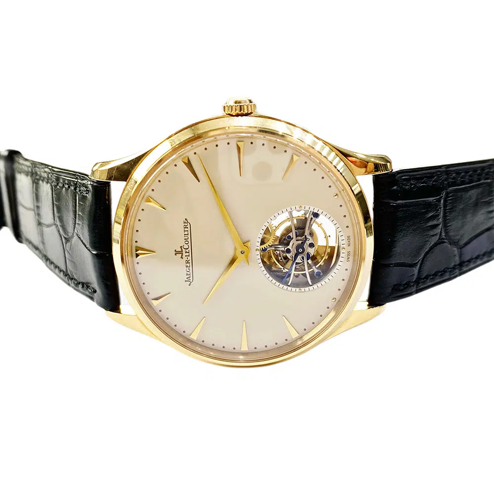Jaeger LeCoultre Master Ultra Thin Tourbillon Q1322410 Rose Gold with Black Leather Watch Beige Dial – image 4