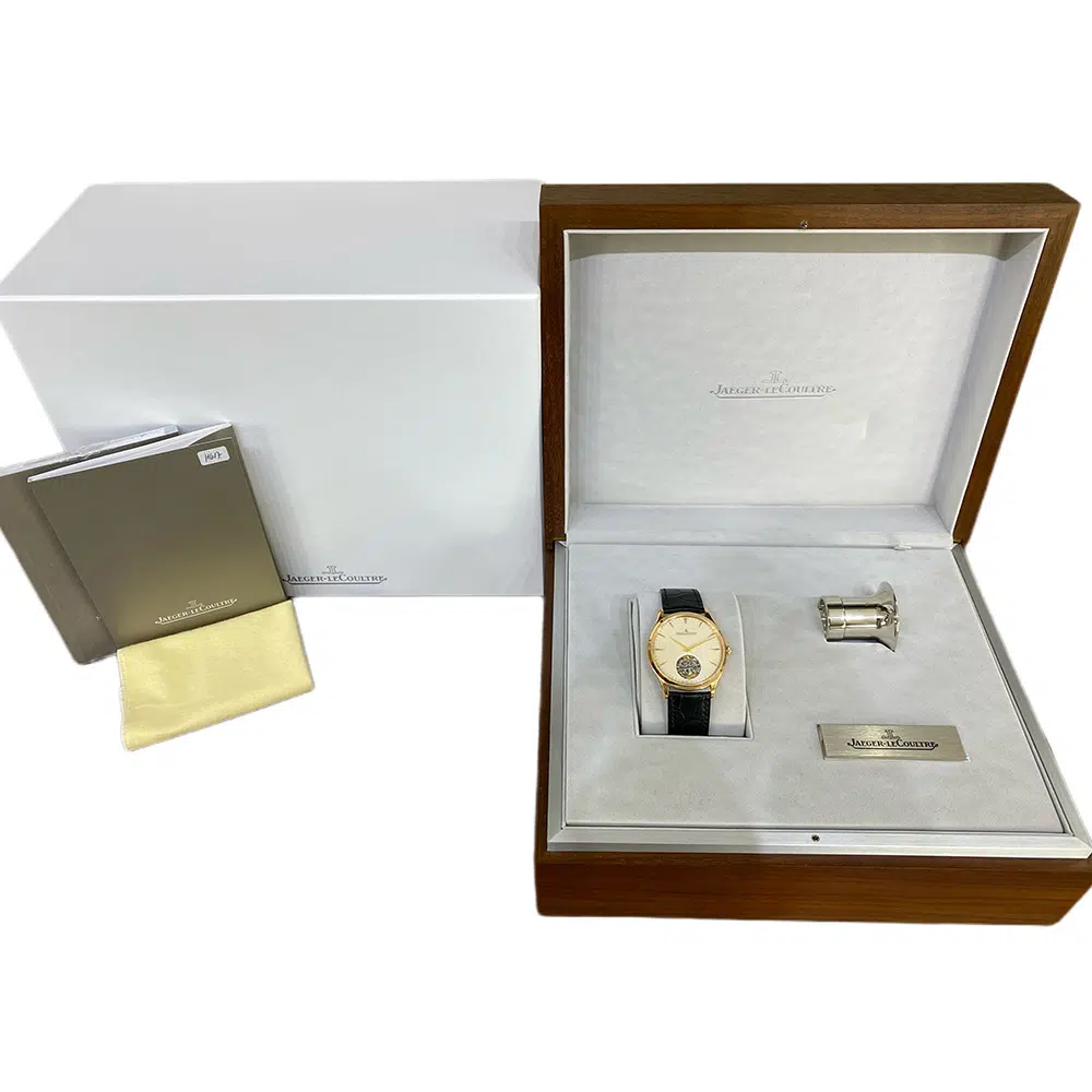 Jaeger LeCoultre Master Ultra Thin Tourbillon Q1322410 Rose Gold with Black Leather Watch Beige Dial – image 6