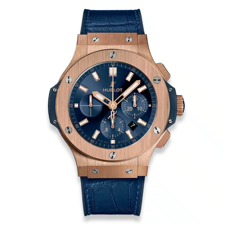 Hublot Big Bang 301.PX.7180.LR Rose Gold Blue Leather Blue Dial Watch