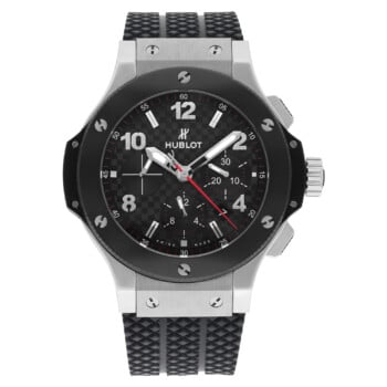 Hublot Big Bang 44mm 301 black dial watch, ceramic bezel, rubber strap