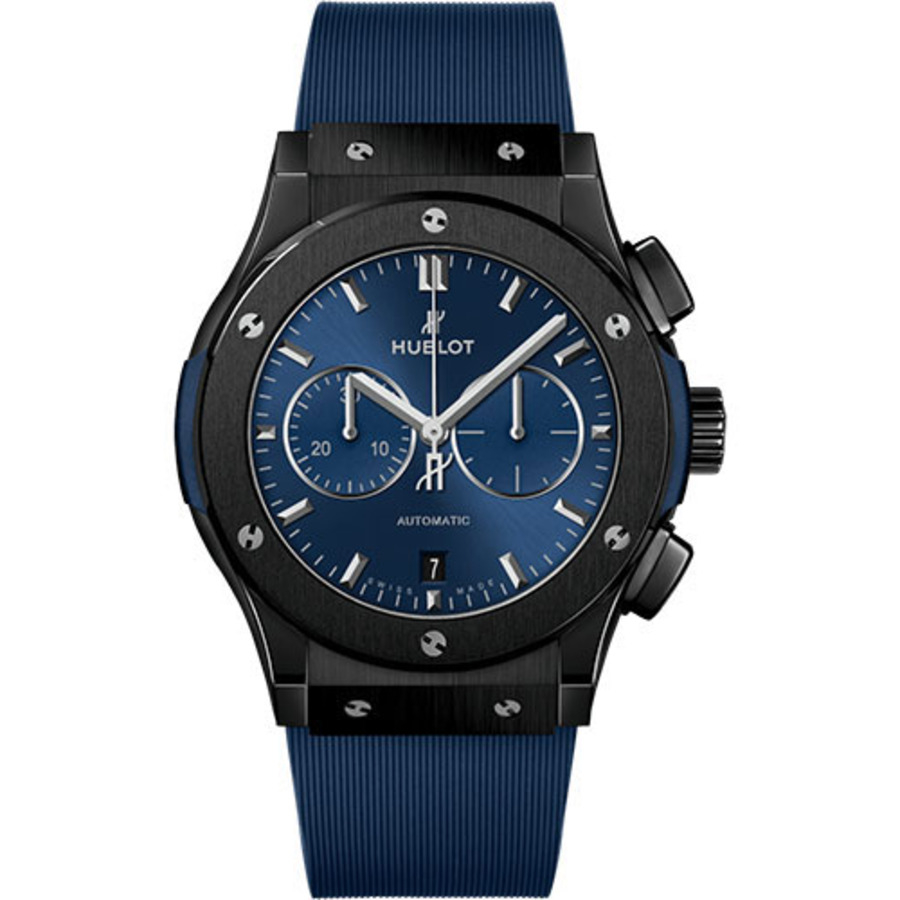 Hublot Classic Fusion Chronograph 541.CM.7170.RX Ceramic With Blue Rubber Watch Blue Index Dial