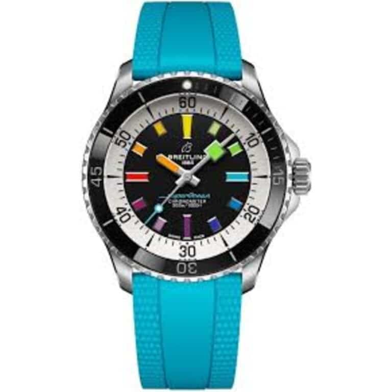 Breitling Superocean Automatic 42mm A17375211B2S1 Stainless Steel With Blue Rubber Watch Black Dial