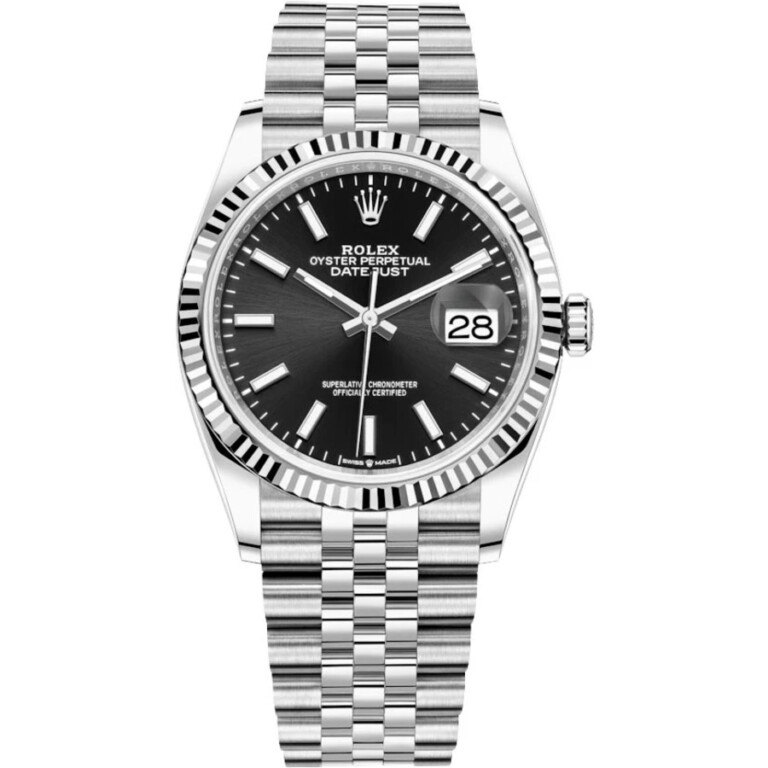 Rolex Datejust 36 Black Dial Fluted White Gold Bezel 126234 Stainless Steel Jubilee Watch 2020