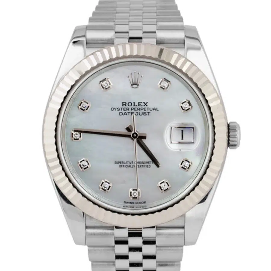 Rolex Datejust 41 Jubilee 126334 Stainless Steel/18K White Gold White Mother of Pearl Dial Watch 2022