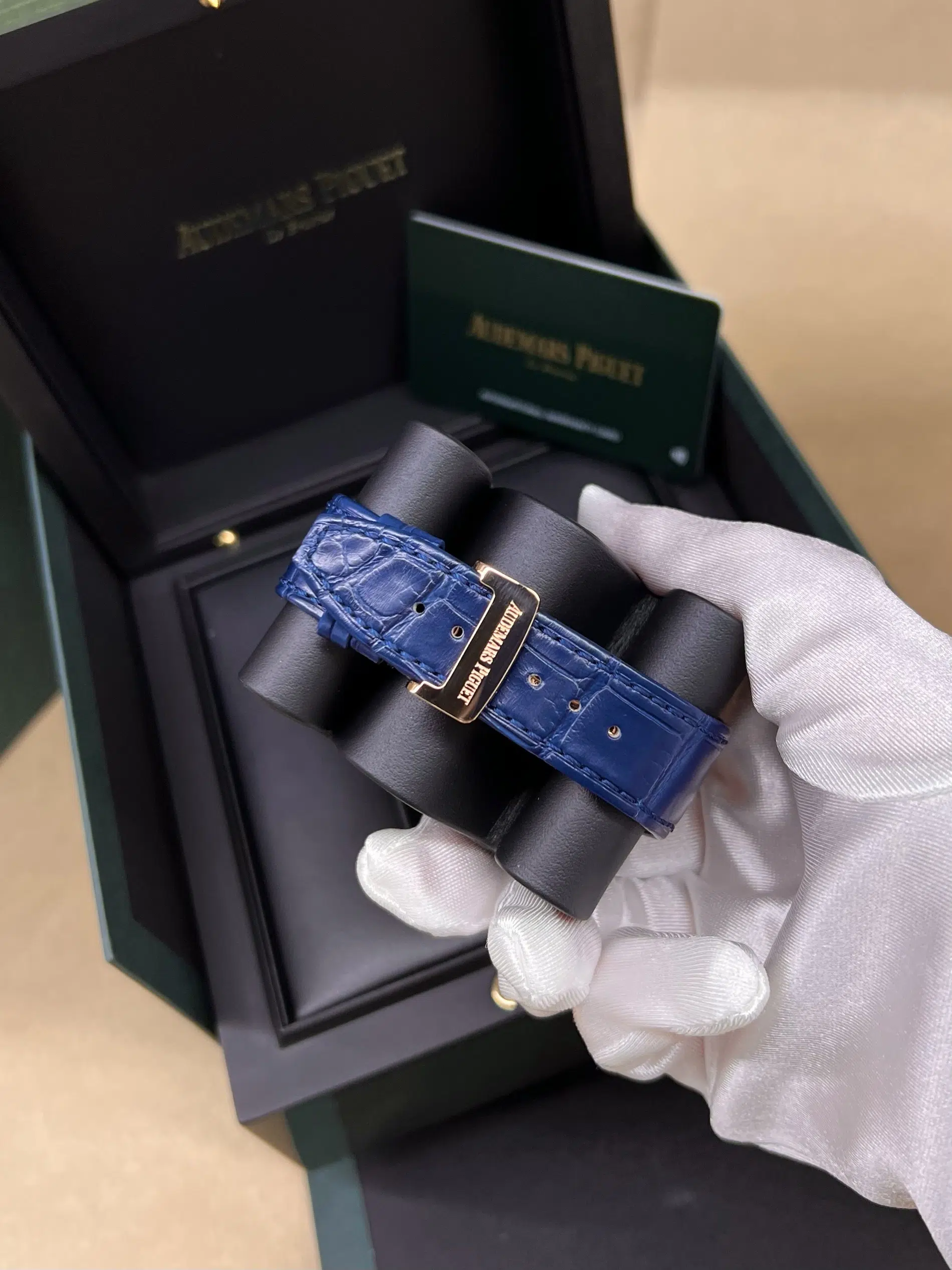 Audemars Piguet Royal Oak Chronograph 26331OR.OO.D315CR.01 Blue Dial Blue Leather Rose Gold Watch – image 11