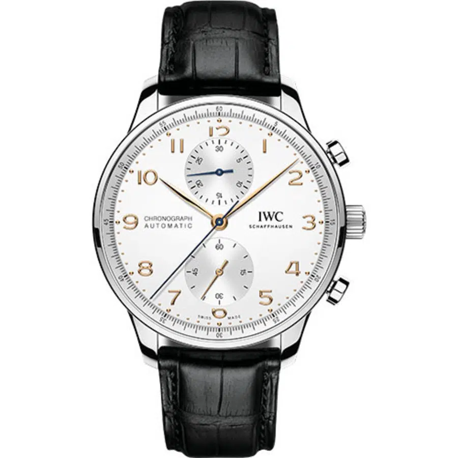 IWC Portugieser Chronograph IW371604 Stainless Steel Case Silver Dial Black Alligator Strap Watch 2024