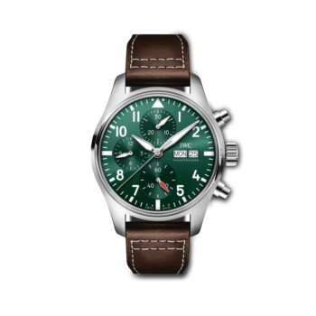 IWC Pilot Chronograph IW388103 Stainless Steel Brown Calfskin Strap Green Dial