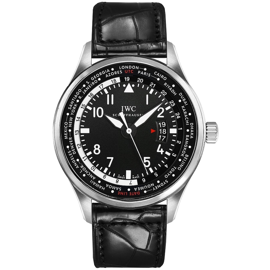 IWC Pilot Worldtimer  IW326201 Stainless Steel with Black Crocodile Leather Watch 2018