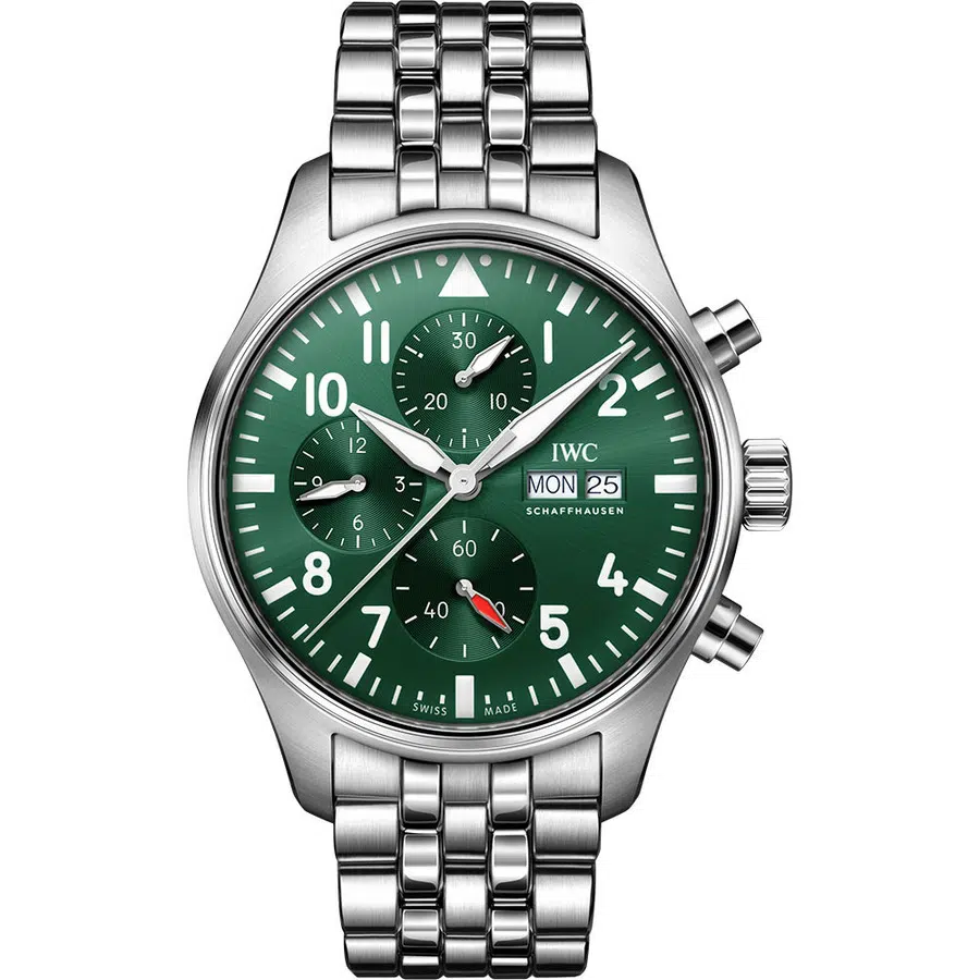 IWC Pilot's IW378006 Chronograph Green Dial Stainless Steel Bracelet