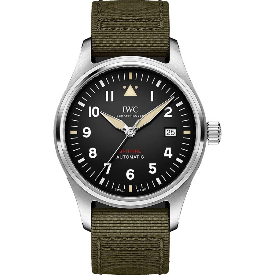 IWC Pilot’s Spitfire IW326805 Stainless Steel Case Black Dial Green Textile Strap 2024