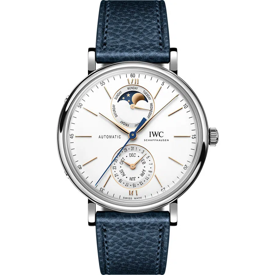 IWC Portofino Complete Calendar 41mm Mens Watch IW359001 Blue Calfskin Strap
