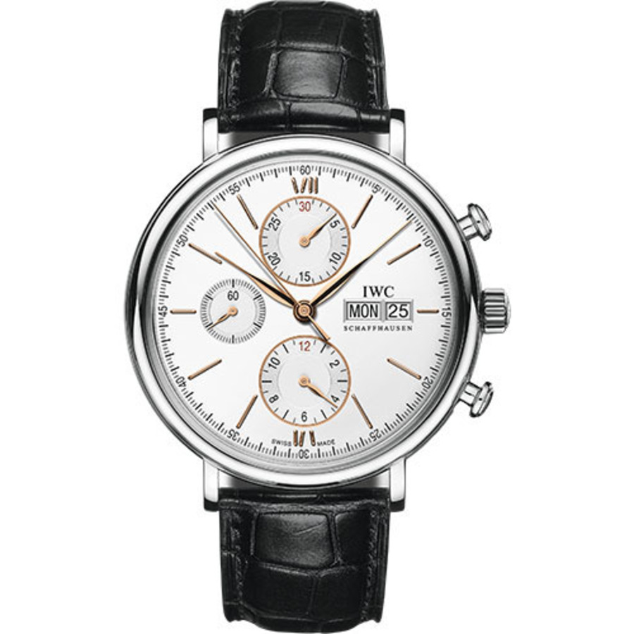 IWC Portofino Chronograph 42 mm Stainless Steel Case IW391031 Silver Dial Black Alligator Strap